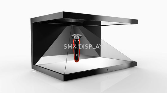 Calidad 3 caras escaparate olográfico de la exhibición de la pirámide de 270 grados 22 pulgadas de tamaño pequeño Fábrica