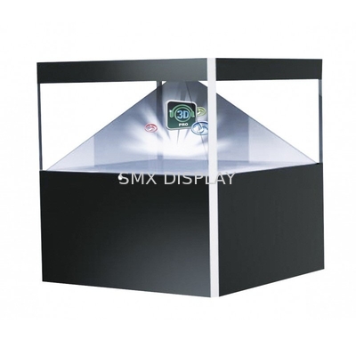 360 grados 3D Pirámide Holograma Display Vitrina / Holograma 3D claro Pirámide Holobox Reloj de vidrio