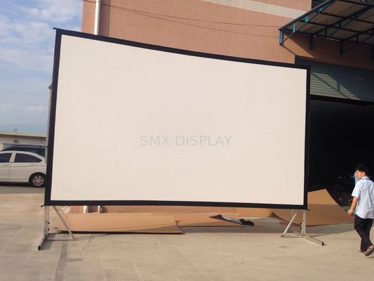 Calidad Exterior 16:9 120 pulgadas proyección frontal plegable rápida proyector portátil pantalla de proyección con soporte Fábrica