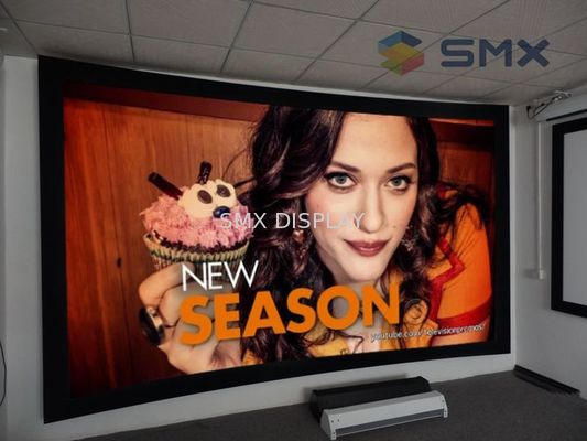 Calidad Pantalla de proyección curvada grande modificada para requisitos particulares 120 pulgadas con la frontera negra del terciopelo Fábrica