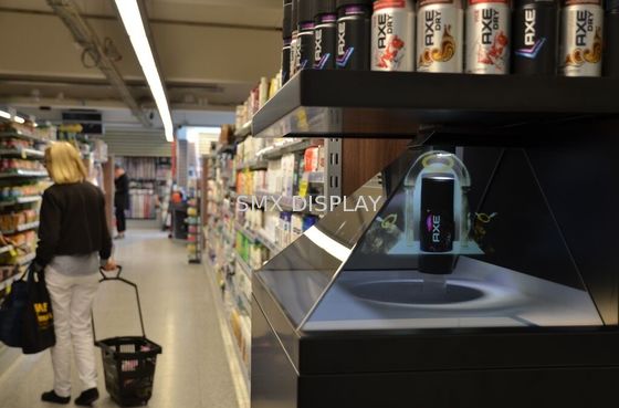 calidad 270 exhibición olográfica de la pirámide de la proyección de la pulgada 3D del grado 22 para la publicidad Fábrica